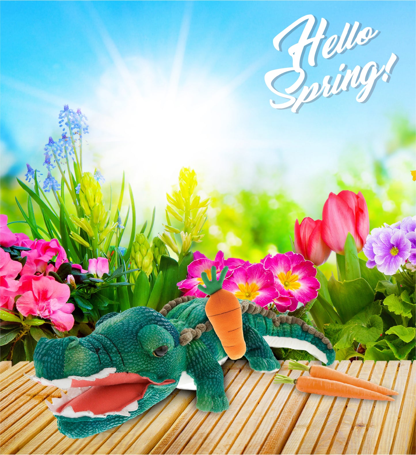 DolliBu Happy Easter Super Soft Plush Green Alligator with Carrot - 24 Inches