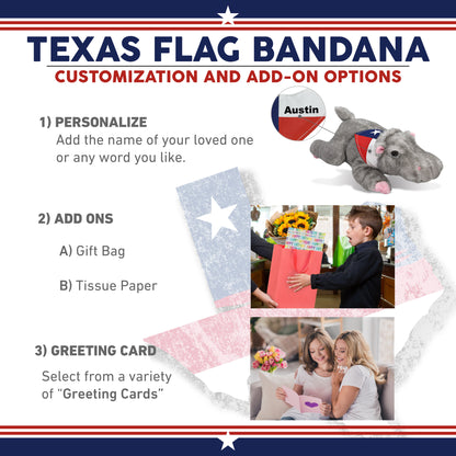 WILD COLLECTION PLUSH - 11" HIPPO WITH TEXAS FLAG BANDANA