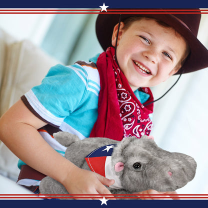 WILD COLLECTION PLUSH - 11" HIPPO WITH TEXAS FLAG BANDANA
