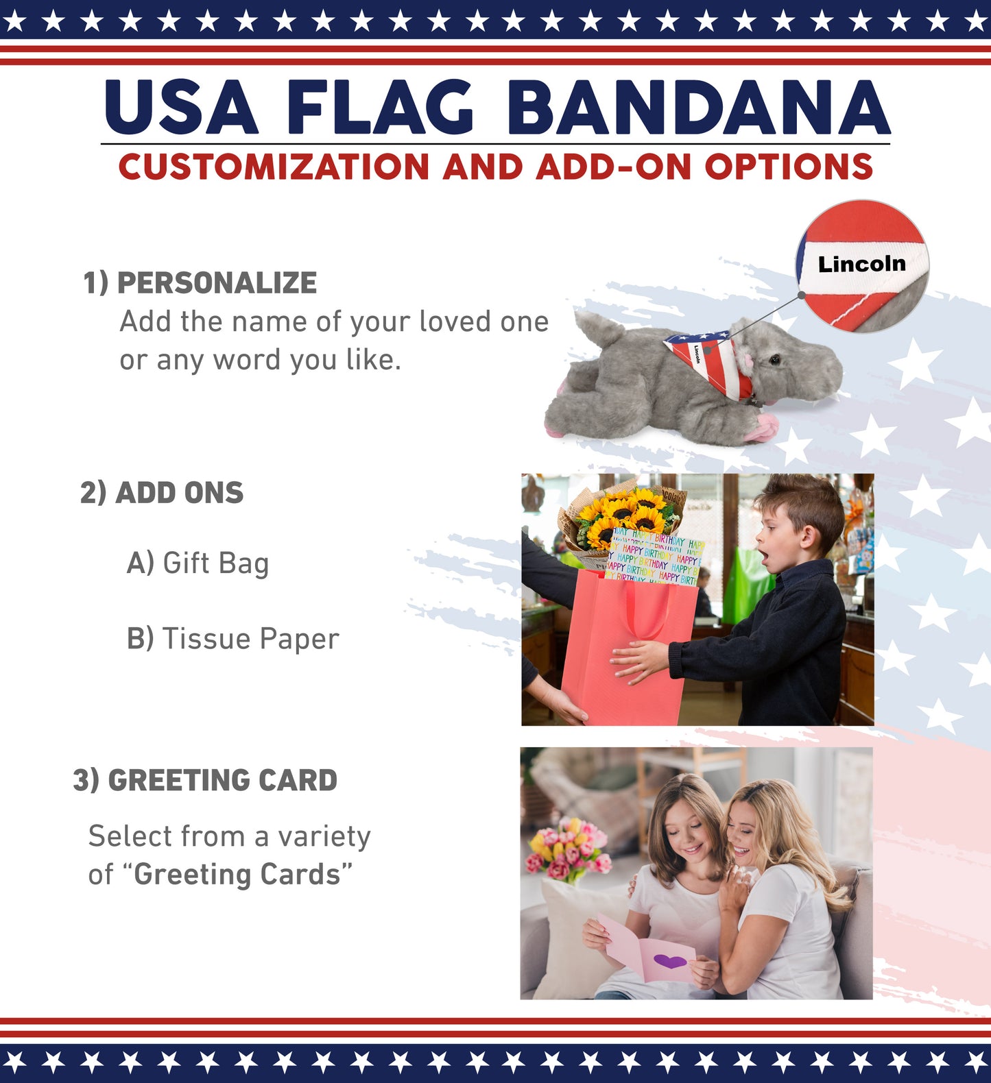 WILD COLLECTION PLUSH - 11" HIPPO WITH USA FLAG BANDANA