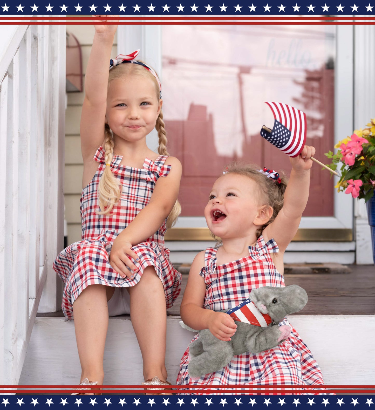 WILD COLLECTION PLUSH - 11" HIPPO WITH USA FLAG BANDANA