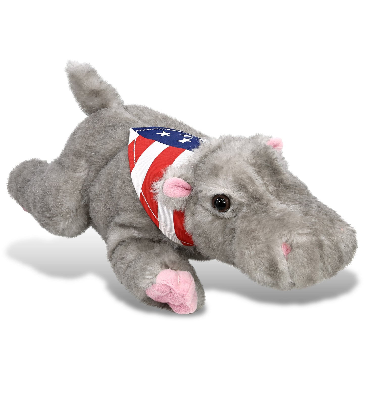 WILD COLLECTION PLUSH - 11" HIPPO WITH USA FLAG BANDANA