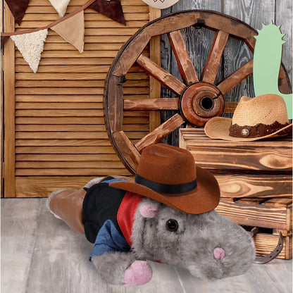 WILD COLLECTION PLUSH - 11" HIPPO COWBOY DRESS UP