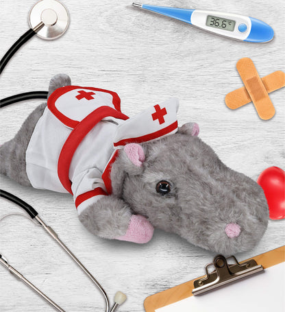 WILD COLLECTION PLUSH - 11" HIPPO NURSE DRESS UP