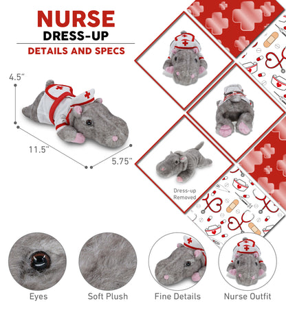 WILD COLLECTION PLUSH - 11" HIPPO NURSE DRESS UP
