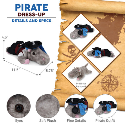 WILD COLLECTION PLUSH - 11" HIPPO WITH PIRATE DRESS UP