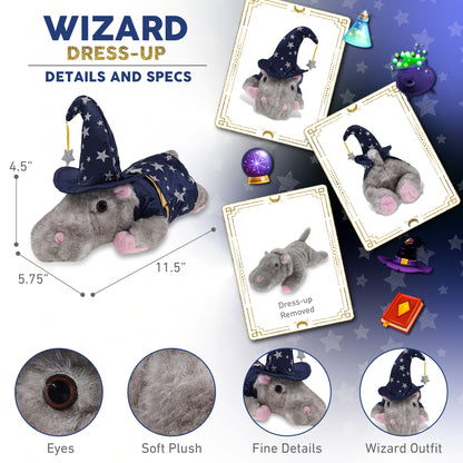 WILD COLLECTION PLUSH - 11" HIPPO WITH WIZARD DRESS UP