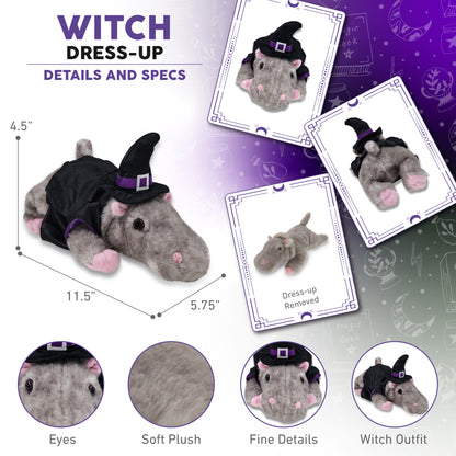 WILD COLLECTION PLUSH - 11" HIPPO WITH WITCH DRESS UP