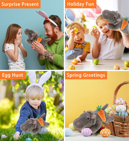 DolliBu Happy Easter Super Soft Plush Hippo with Carrot Plush - 11 Inches