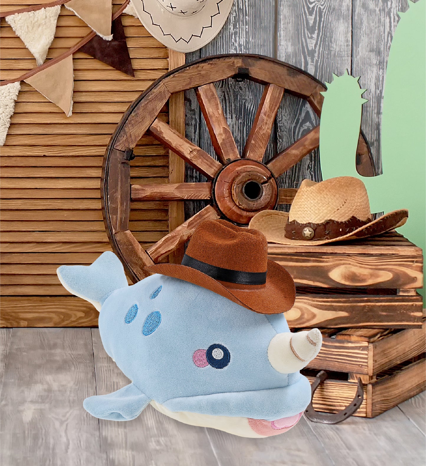 BABY SOFT PLUSH - BLUE NARWHAL COWBOY DRESS UP