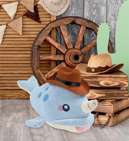 BABY SOFT PLUSH - BLUE NARWHAL COWBOY DRESS UP