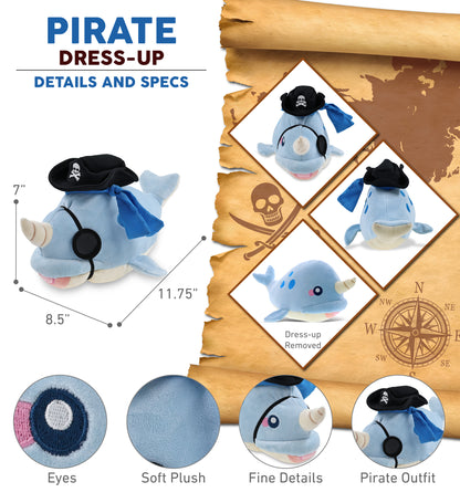 BABY SOFT PLUSH - BLUE NARWHAL PIRATE DRESS UP