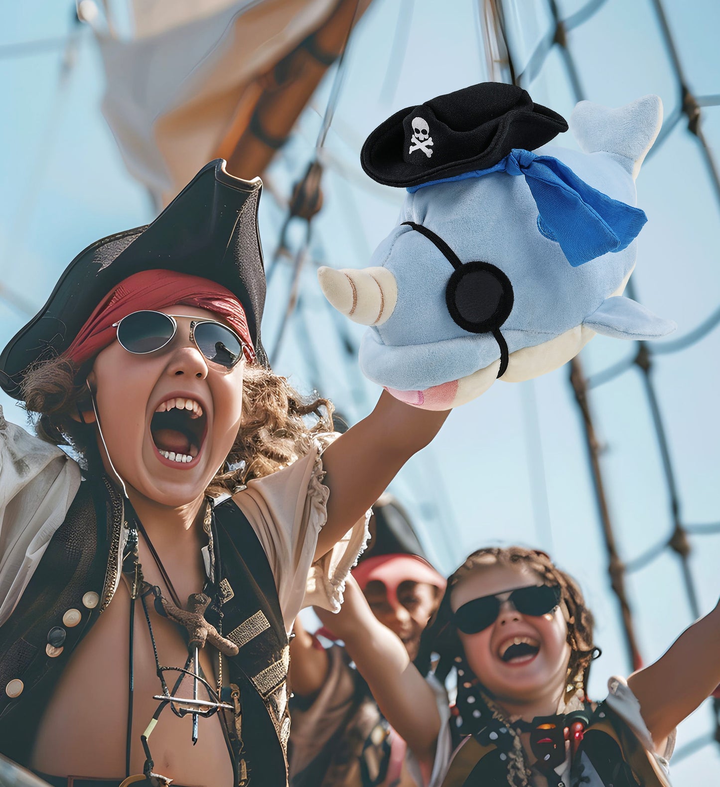 BABY SOFT PLUSH - BLUE NARWHAL PIRATE DRESS UP