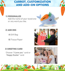 DolliBu Happy Easter Baby Soft Plush Blue Narwhal with Carrot Plush - 7 Inches