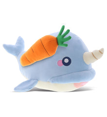 DolliBu Happy Easter Baby Soft Plush Blue Narwhal with Carrot Plush - 7 Inches