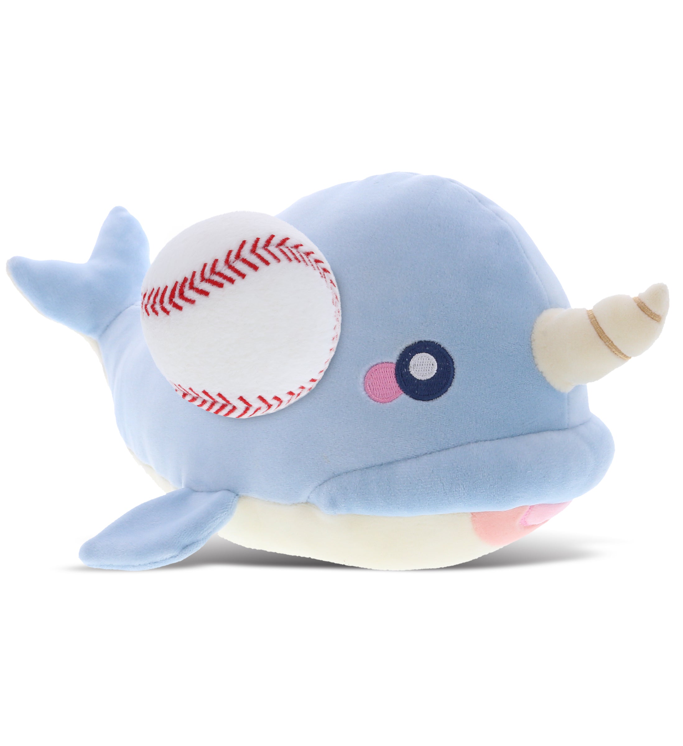 PLUSH BASEBALL - BABY SOFT PLUSH - BLUE NARWHAL