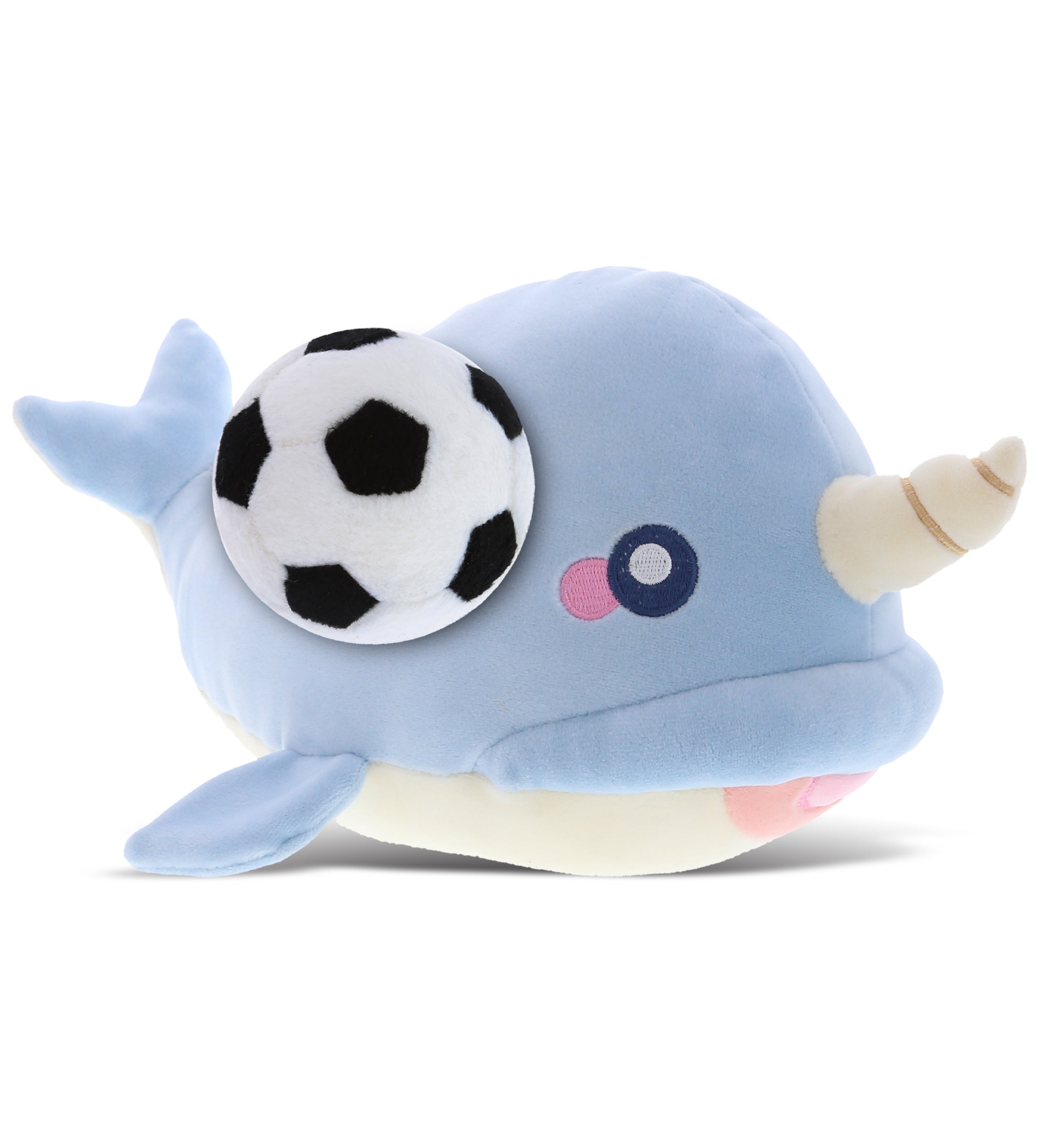PLUSH SOCCER BALL - BABY SOFT PLUSH - BLUE NARWHAL