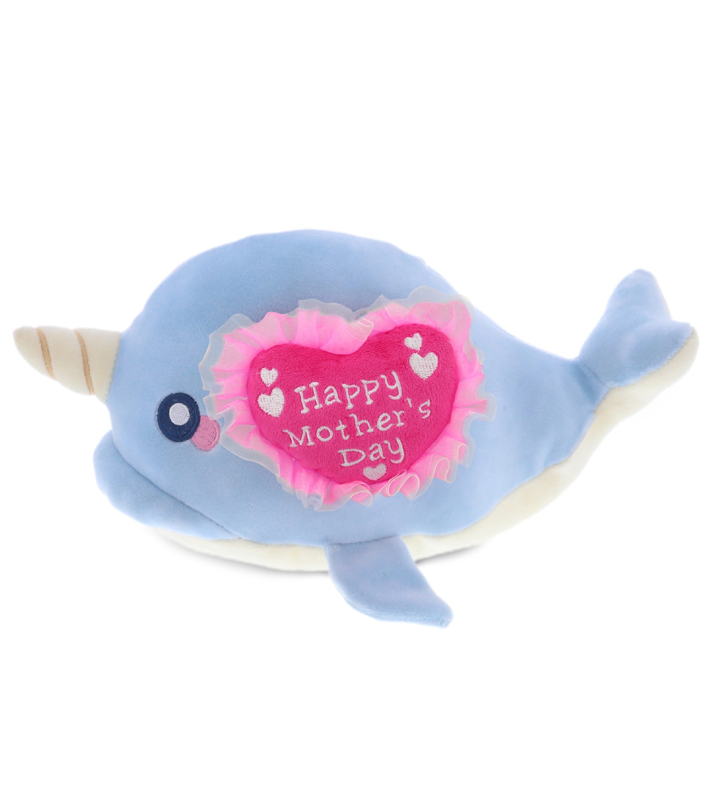PLUSH MOTHERS DAY HEART - BABY SOFT PLUSH - BLUE NARWHAL
