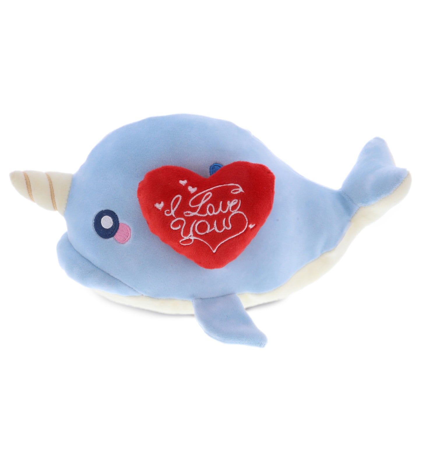 PLUSH I LOVE YOU RED HEART - BABY SOFT PLUSH - BLUE NARWHAL