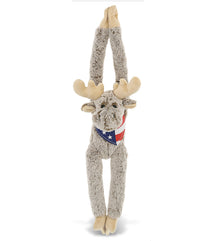 SUPER SOFT PLUSH - LONG ARMS - MOOSE WITH USA FLAG BANDANA