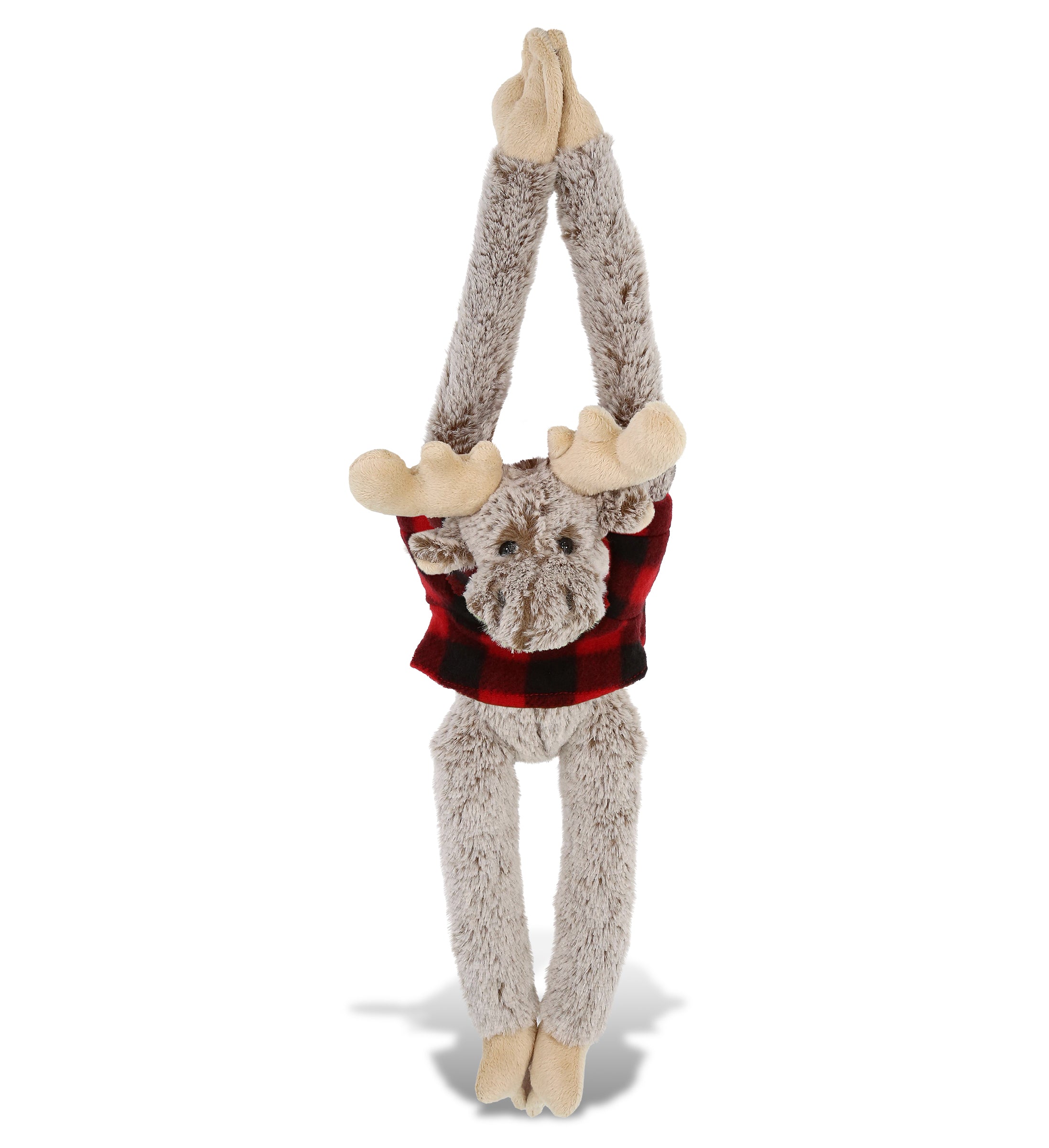 PLUSH RED PLAID HOODIE - SUPER SOFT PLUSH - LONG ARMS - MOOSE