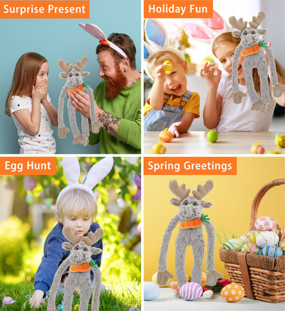 DolliBu Happy Easter Super Soft Plush Long Arms Moose with Carrot - 21 Inches