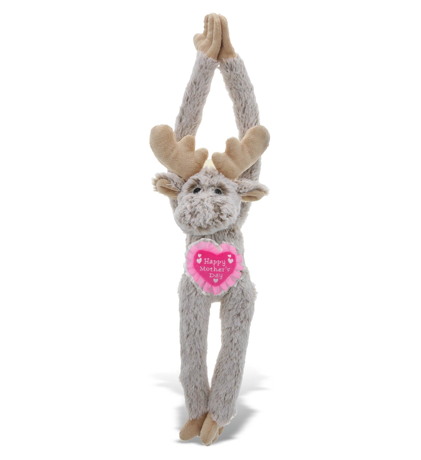 PLUSH MOTHERS DAY HEART - SUPER SOFT PLUSH - LONG ARMS - MOOSE
