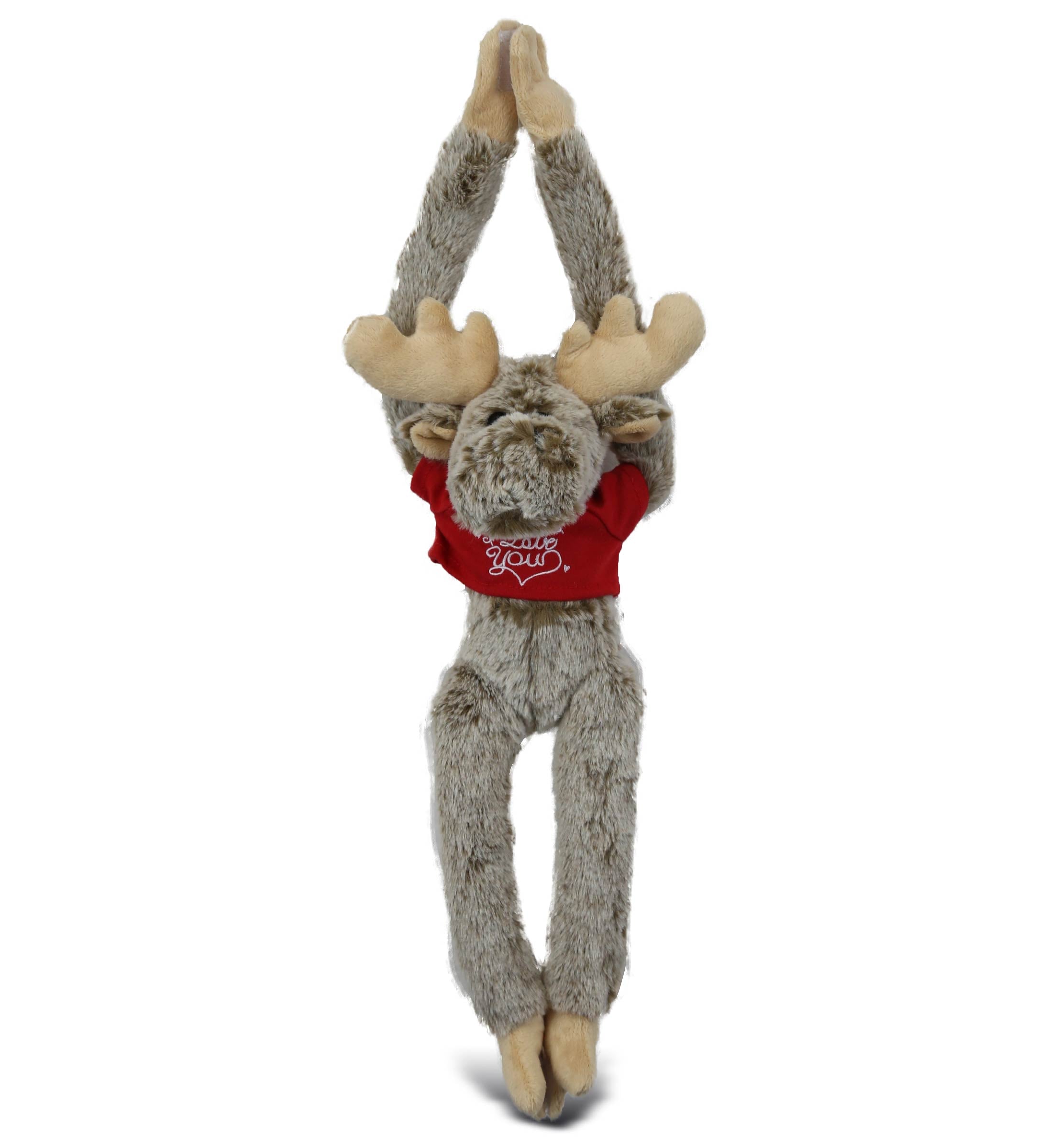 PLUSH I LOVE YOU RED SHIRT- SUPER SOFT PLUSH - LONG ARMS - MOOSE