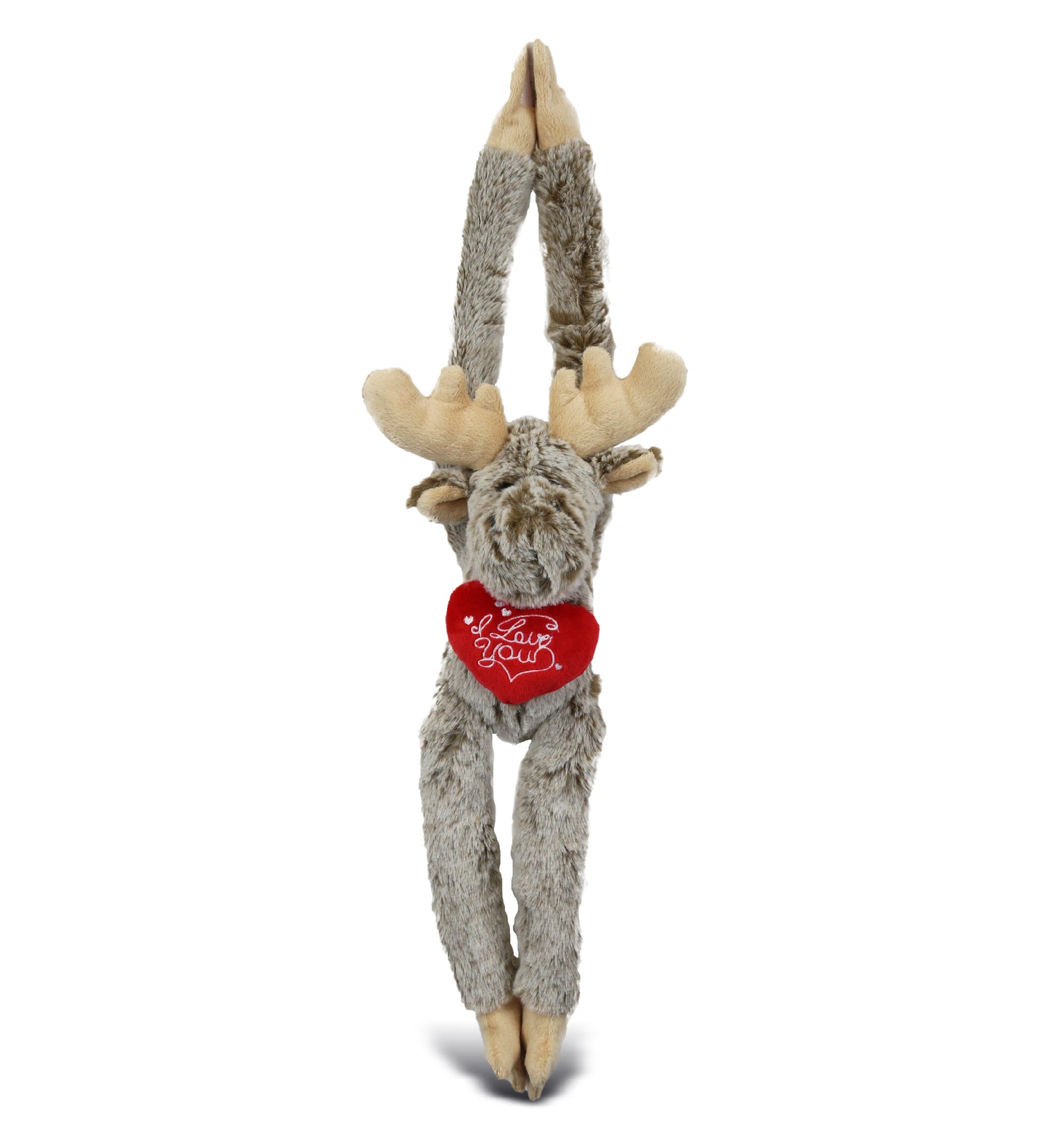 PLUSH I LOVE YOU RED HEART - SUPER SOFT PLUSH - LONG ARMS - MOOSE