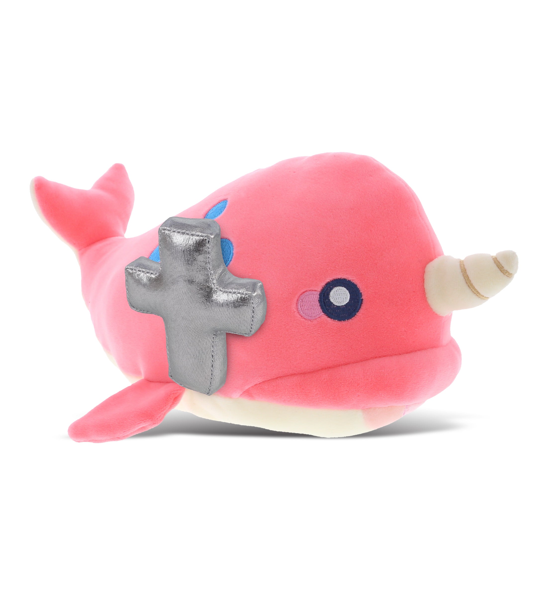 PLUSH CROSS - BABY SOFT PLUSH - PINK NARWHAL