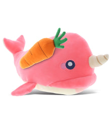DolliBu Happy Easter Baby Soft Plush Pink Narwhal with Carrot Plush - 7 Inches