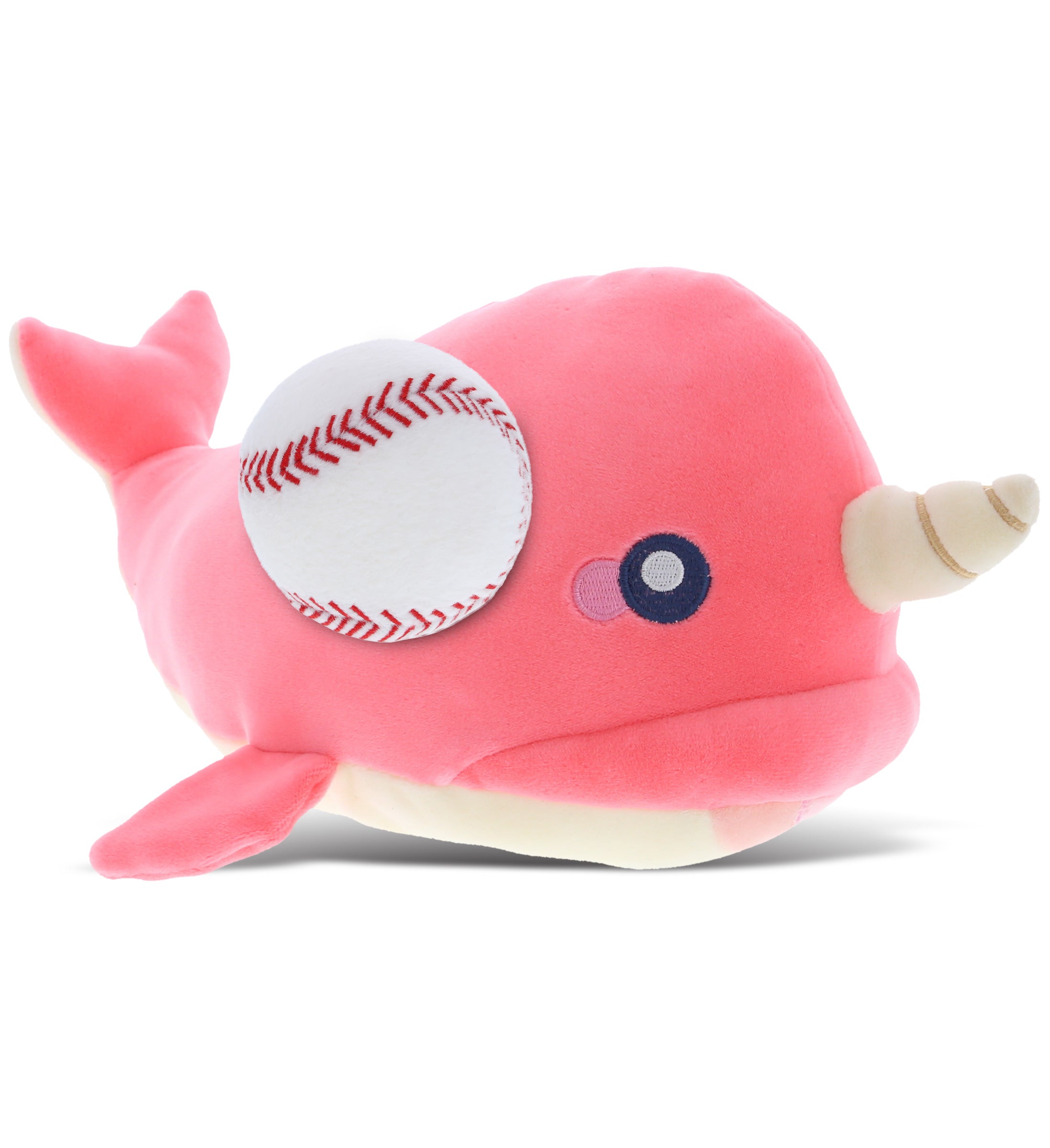 PLUSH BASEBALL - BABY SOFT PLUSH - PINK NARWHAL