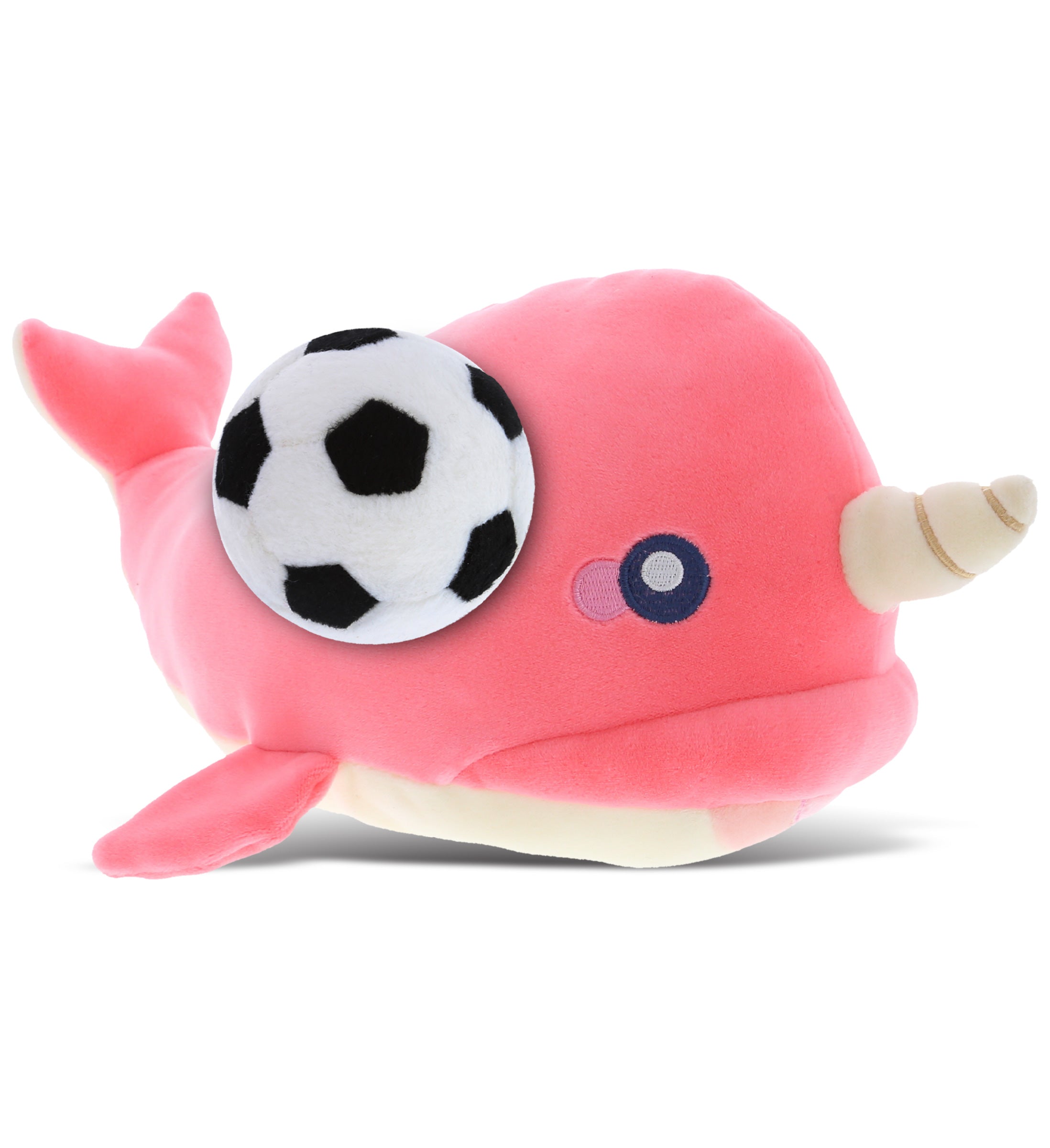 PLUSH SOCCER BALL - BABY SOFT PLUSH - PINK NARWHAL