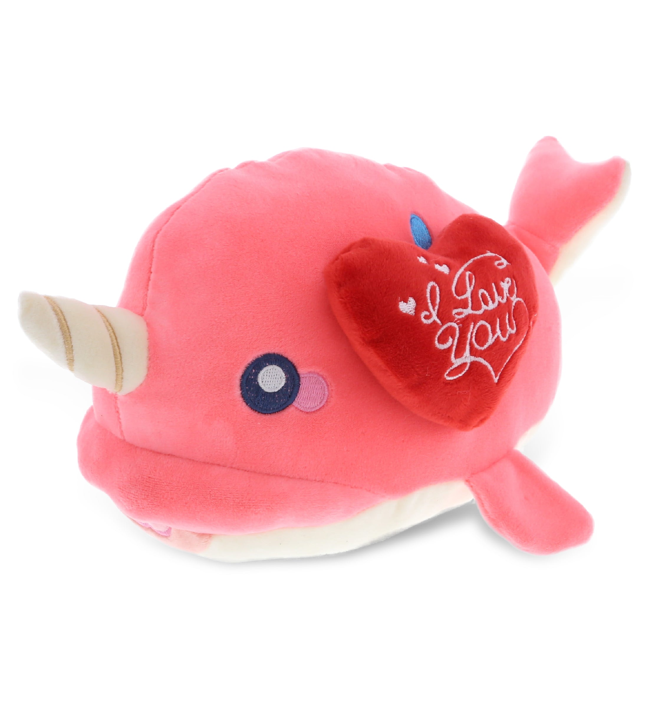 PLUSH I LOVE YOU RED HEART - BABY SOFT PLUSH - PINK NARWHAL