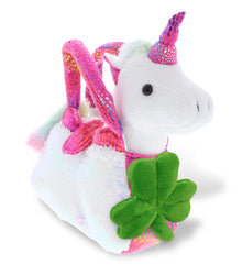 PLUSH SHAMROCK - PLUSH PURSE PET CARRIER - SEQUIN - PINK UNICORN