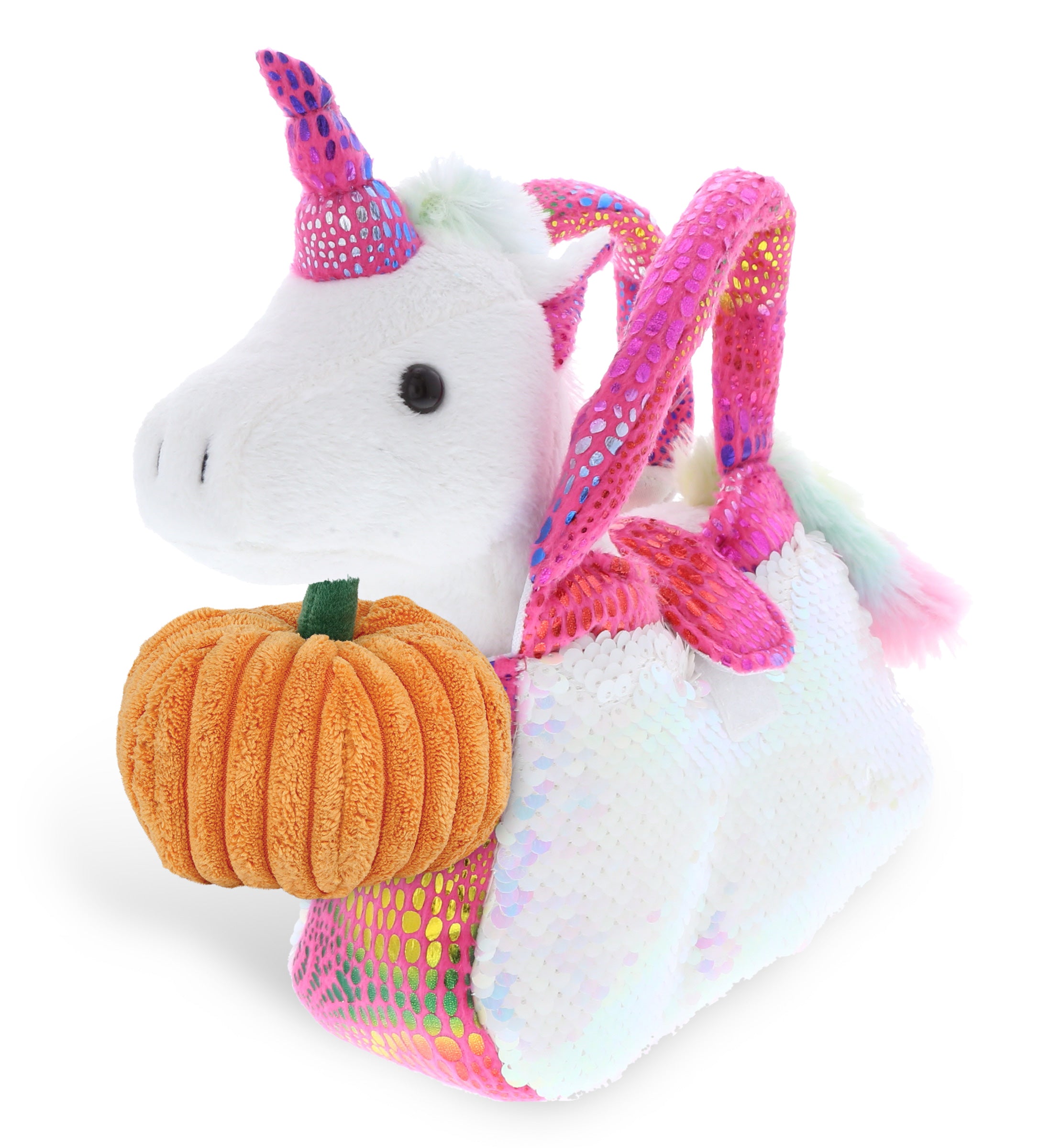 PLUSH PUMPKIN - PLUSH PURSE PET CARRIER - SEQUIN - PINK UNICORN