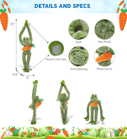DolliBu Happy Easter Super Soft Plush Long Arms Alligator with Carrot - 15 Inch