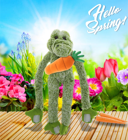 DolliBu Happy Easter Super Soft Plush Long Arms Alligator with Carrot - 15 Inch