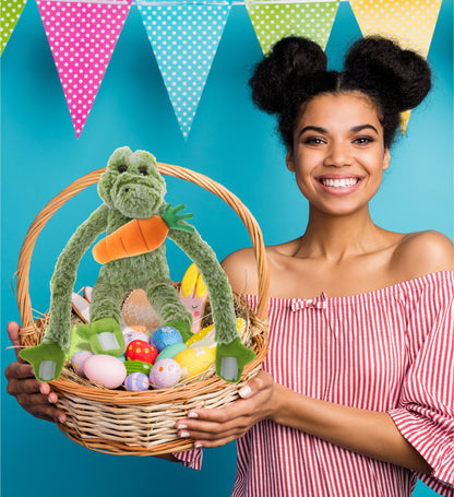DolliBu Happy Easter Super Soft Plush Long Arms Alligator with Carrot - 15 Inch
