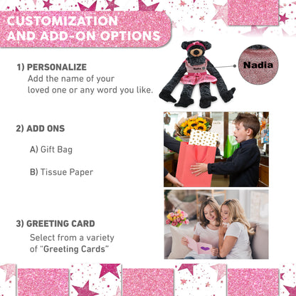 SUPER SOFT PLUSH - LONG ARMS - BLACK BEAR BALLERINA