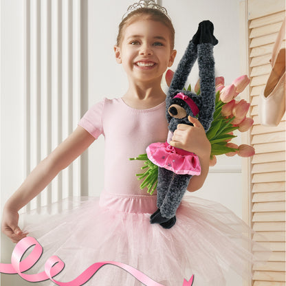 SUPER SOFT PLUSH - LONG ARMS - BLACK BEAR BALLERINA
