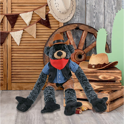 SUPER SOFT PLUSH - LONG ARMS - BLACK BEAR COWBOY DRESS UP