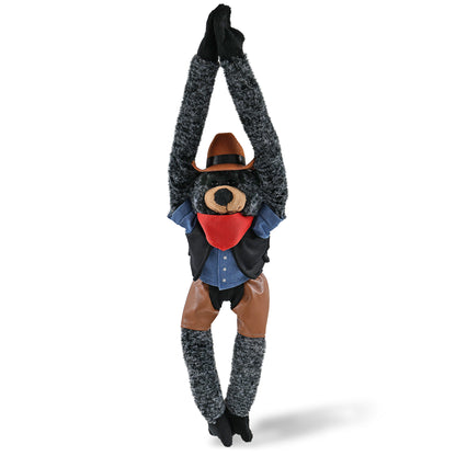 SUPER SOFT PLUSH - LONG ARMS - BLACK BEAR COWBOY DRESS UP