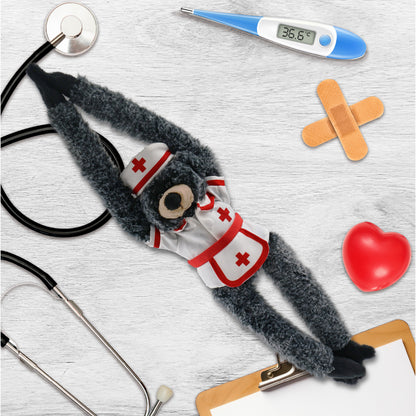 SUPER SOFT PLUSH - LONG ARMS - BLACK BEAR NURSE