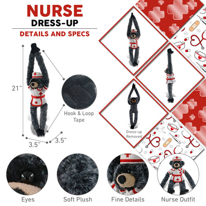 SUPER SOFT PLUSH - LONG ARMS - BLACK BEAR NURSE
