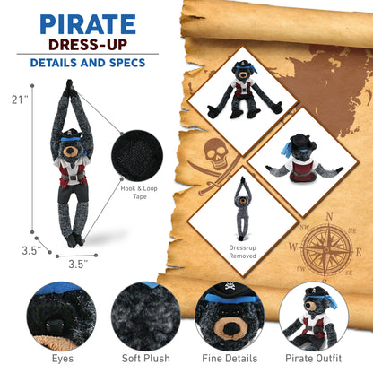 SUPER SOFT PLUSH - LONG ARMS - BLACK BEAR PIRATE DRESS UP