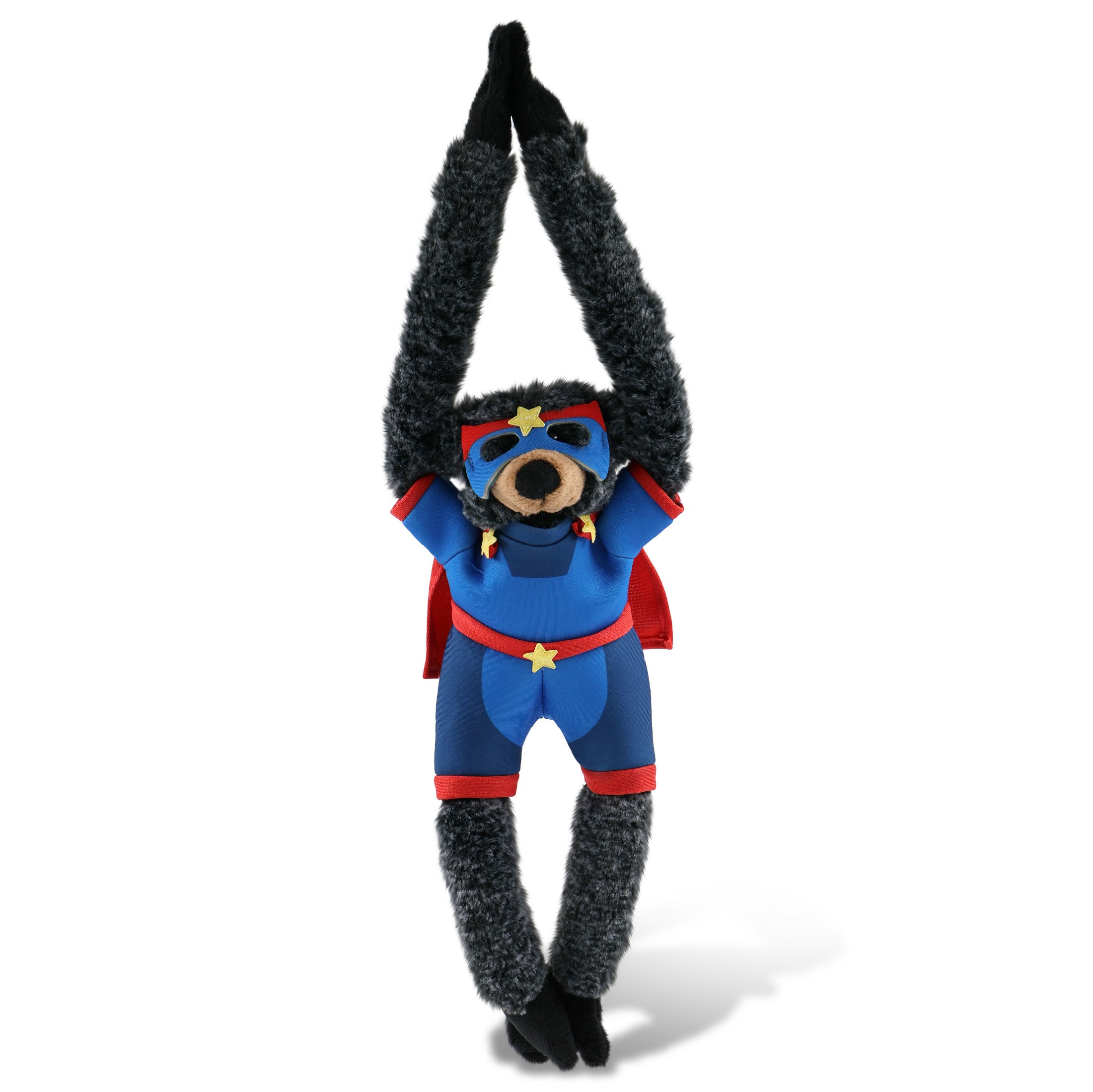 SUPER SOFT PLUSH - LONG ARMS - BLACK BEAR SUPER HERO