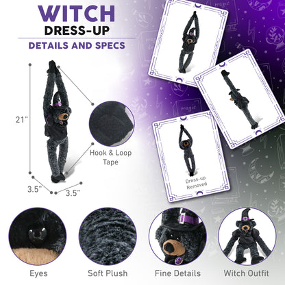 SUPER SOFT PLUSH - LONG ARMS - BLACK BEAR WITCH DRESS UP