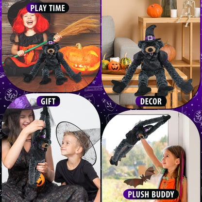 SUPER SOFT PLUSH - LONG ARMS - BLACK BEAR WITCH DRESS UP