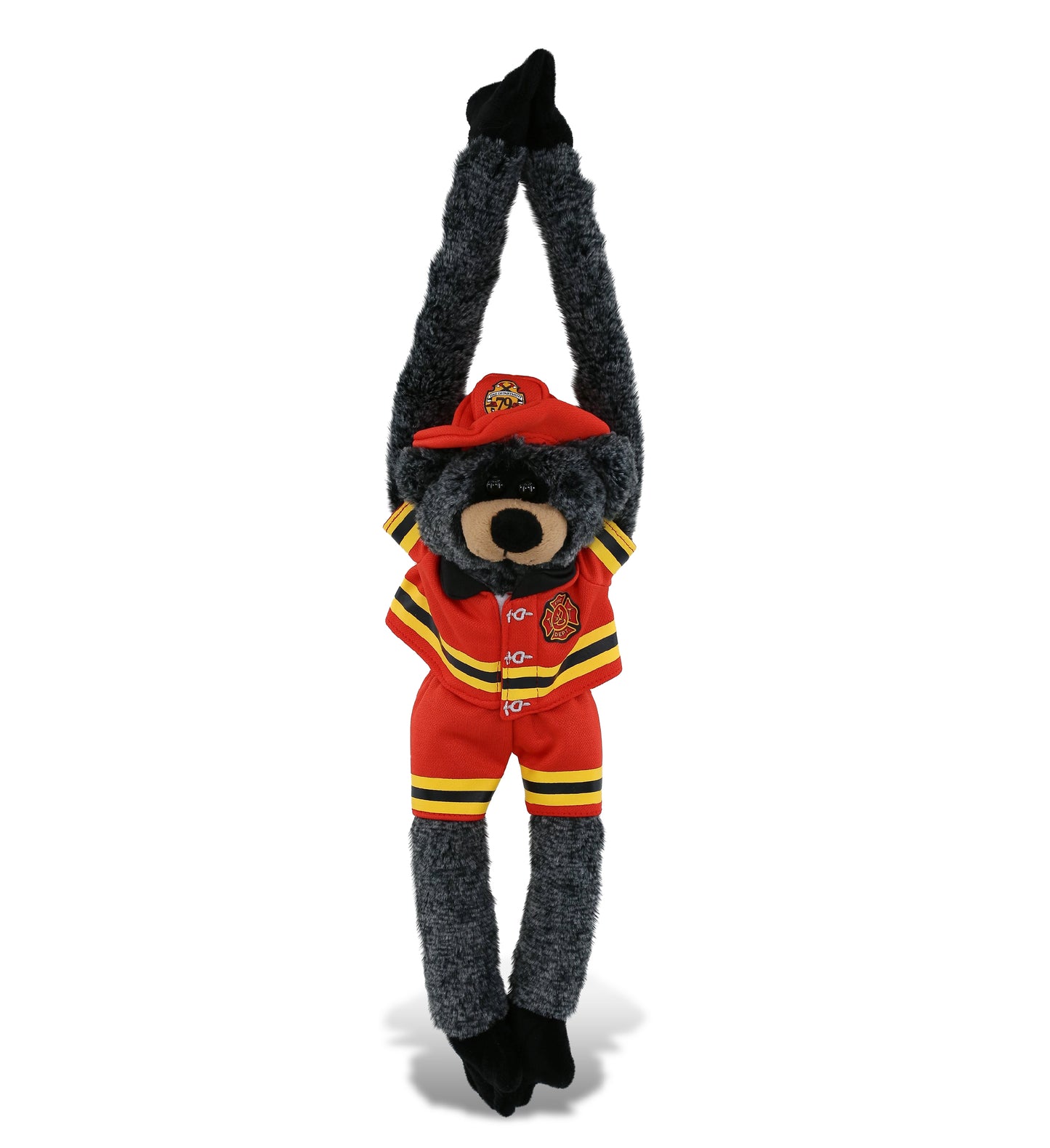 PLUSH FIREMAN - SUPER SOFT PLUSH - LONG ARMS - BLACK BEAR